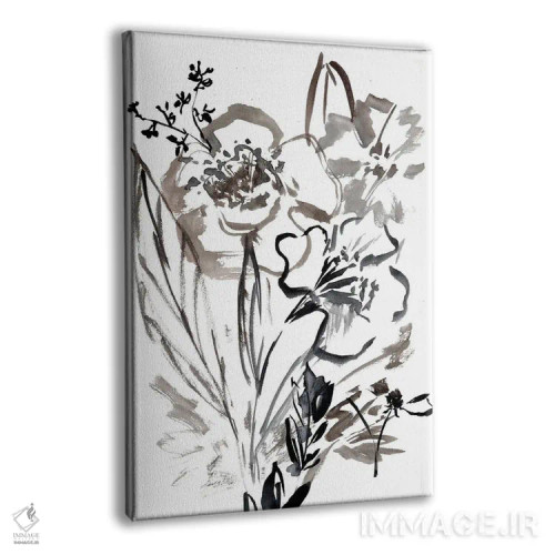 تابلو مینیمال گلسازی انتزاعی خنثی I اثر سارا برنسون - نمای پرسپکتیو محصول