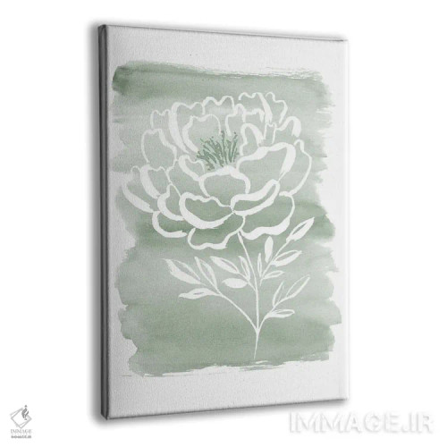 تابلو مینیمال گل صدتومانی و سبز مریم اثر سارا برنسون - نمای پرسپکتیو محصول