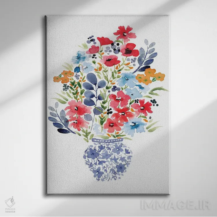 تابلو دکوراتیو گلچین چینی اثر سارا برنسون - نمای روبهرو روی دیوار