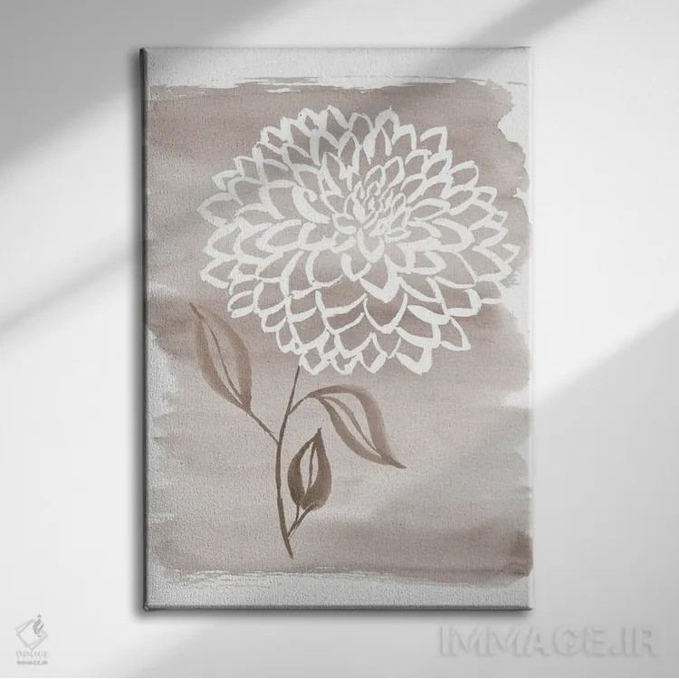 تابلو مینیمال دالیای ملایم تاوپ اثر سارا برنسون - نمای روبهرو روی دیوار