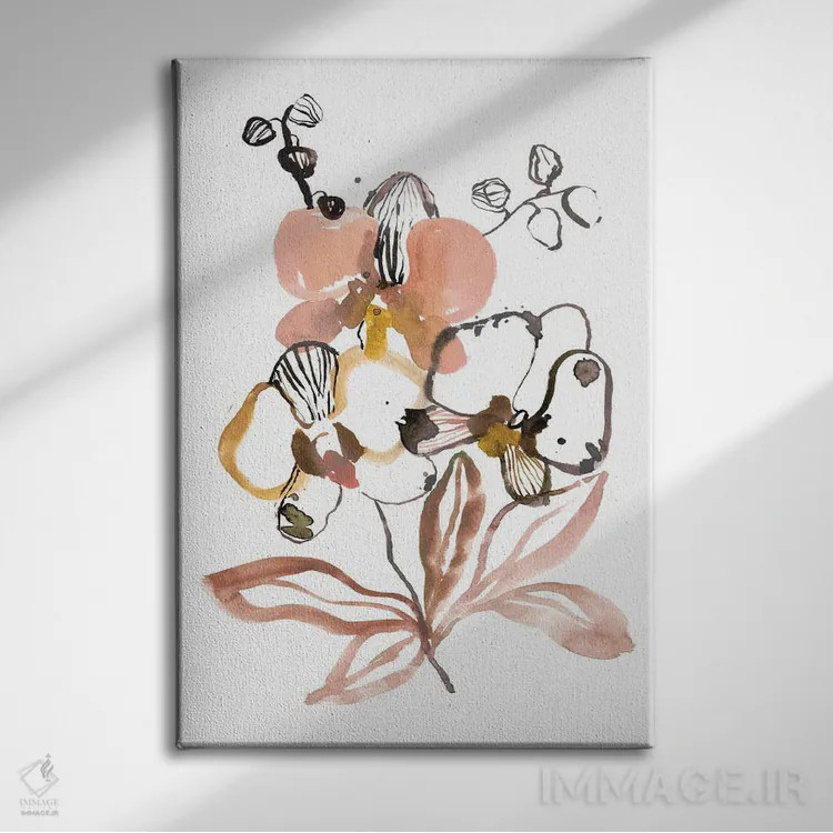 تابلو مینیمال بوسه ی ارکیده ها اثر سارا برنسون - نمای روبهرو روی دیوار