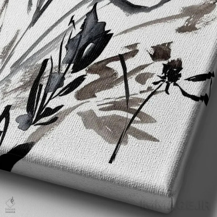 تابلو مینیمال گلسازی انتزاعی خنثی I اثر سارا برنسون - نمای نزدیک بافت بوم