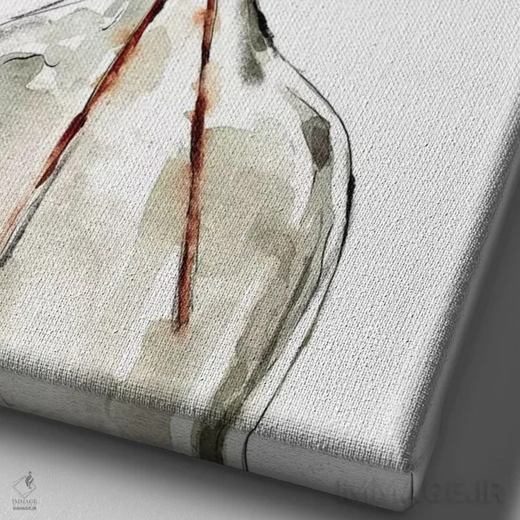 تابلو مدرن گلدان گیاهان سبز II اثر سارا برنسون - نمای نزدیک بافت بوم