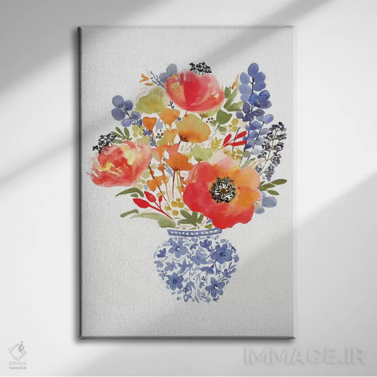 تابلو دکوراتیو شقایق چینی اثر سارا برنسون - نمای روبهرو روی دیوار