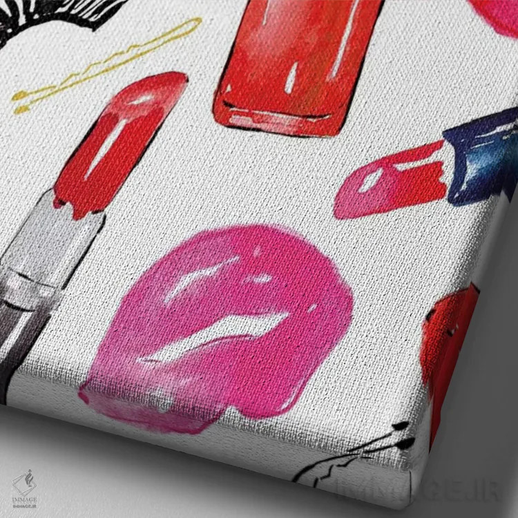 تابلو دکوراتیو لوازم آرایشی اثر سارا برنسون - نمای نزدیک بافت بوم