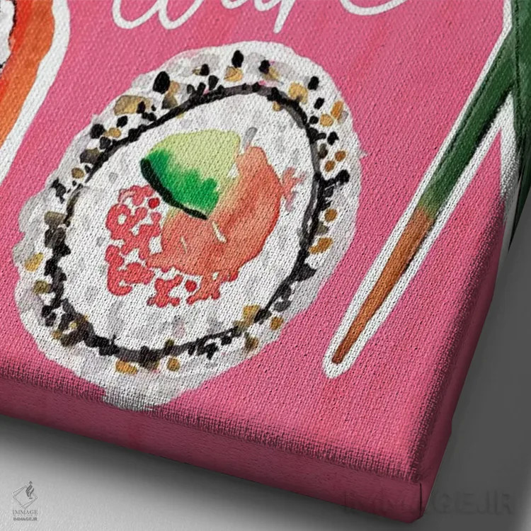 تابلو دکوراتیو سوشی اثر سارا برنسون - نمای نزدیک بافت بوم