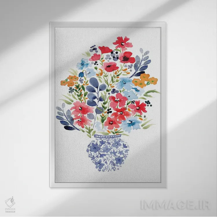 تابلو دکوراتیو گلچین چینی اثر سارا برنسون - نمای قابدار سفید