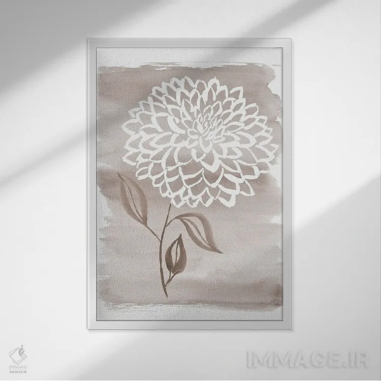 تابلو مینیمال دالیای ملایم تاوپ اثر سارا برنسون - نمای قابدار سفید