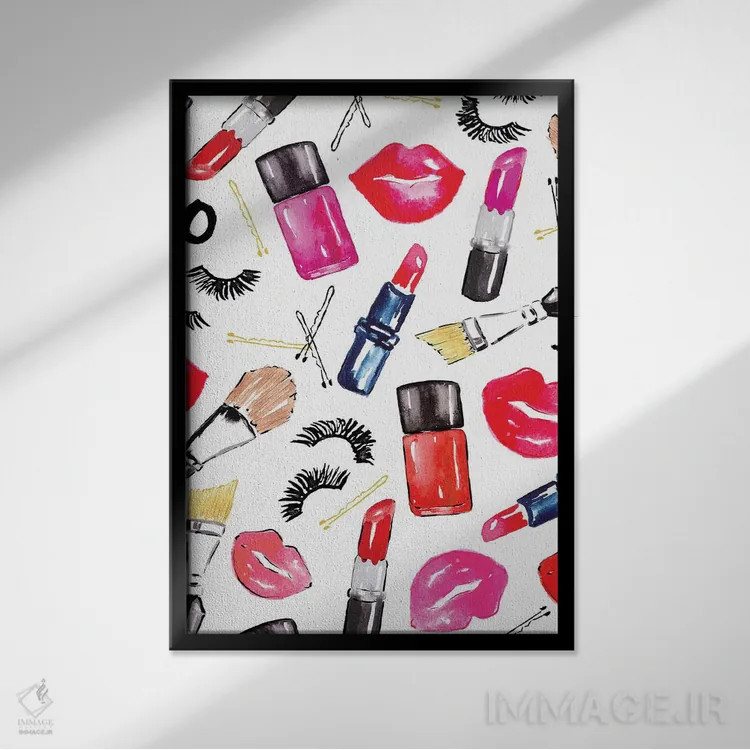 تابلو دکوراتیو لوازم آرایشی اثر سارا برنسون - نمای قابدار مشکی