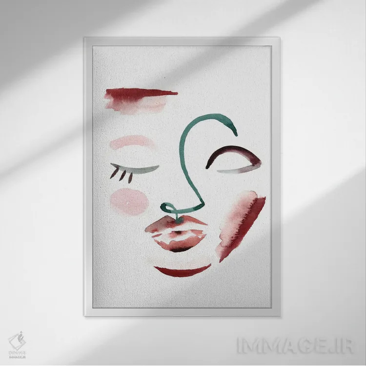 تابلو مینیمال صورت خطی طبیعی II اثر سارا برنسون - نمای قابدار سفید