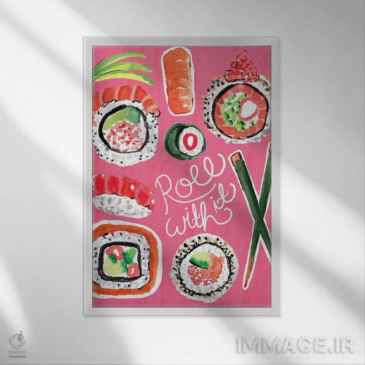 تابلو دکوراتیو سوشی اثر سارا برنسون - نمای قابدار سفید