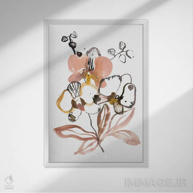 تابلو مینیمال بوسه ی ارکیده ها اثر سارا برنسون - نمای قابدار سفید