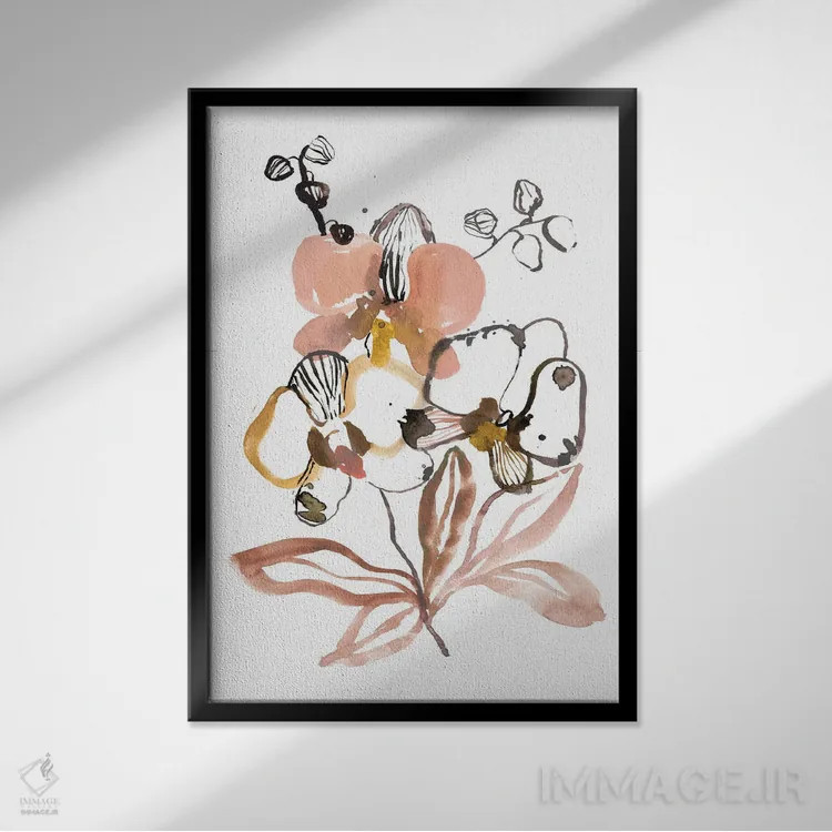 تابلو مینیمال بوسه ی ارکیده ها اثر سارا برنسون - نمای قابدار مشکی