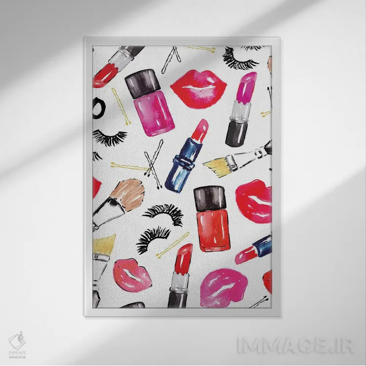 تابلو دکوراتیو لوازم آرایشی اثر سارا برنسون - نمای قابدار سفید