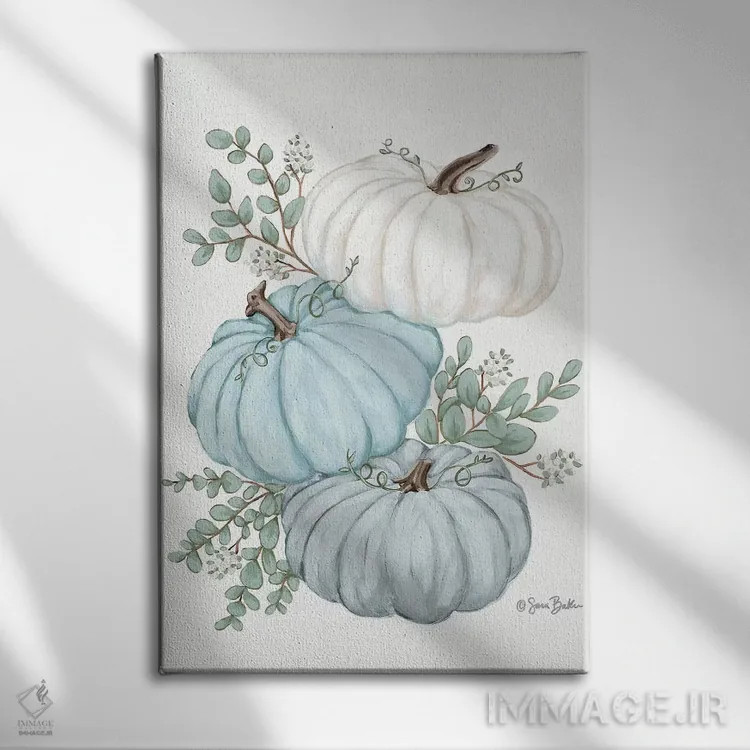 تابلو دکوراتیو سه تایی کدو تنبل اثر سارا بیکر - نمای روبهرو روی دیوار