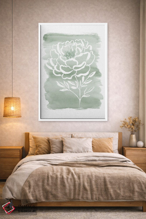 تابلو مینیمال گل صدتومانی و سبز مریم اثر سارا برنسون - D1W
