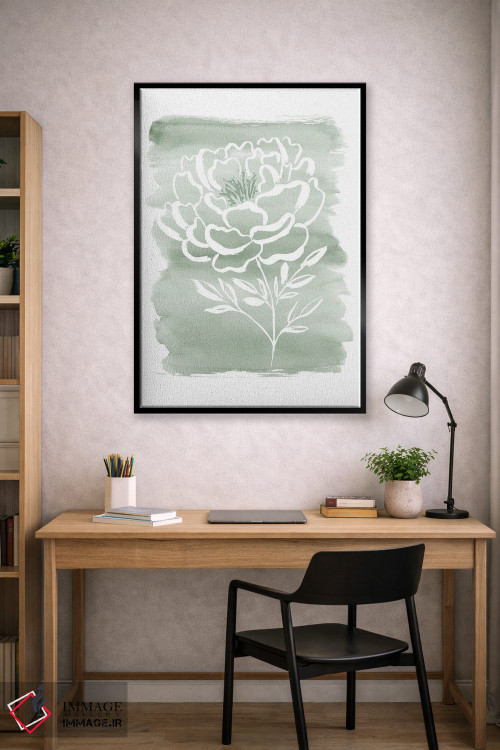 تابلو مینیمال گل صدتومانی و سبز مریم اثر سارا برنسون - D2B