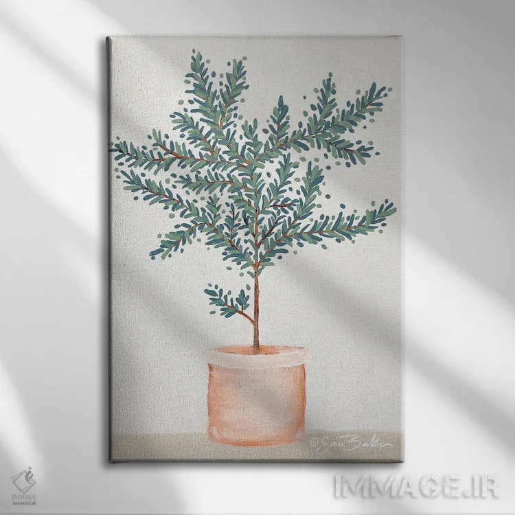 تابلو مینیمال درخت زیتون اثر سارا بیکر - نمای روبهرو روی دیوار