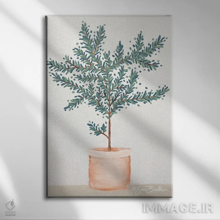 تابلو مینیمال درخت زیتون اثر سارا بیکر - نمای روبهرو روی دیوار