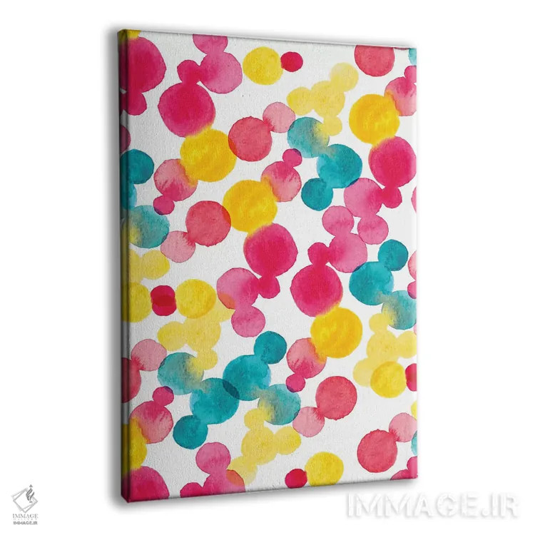 تابلو انتزاعی نقاط آبرنگی اثر سارا برنسون - نمای پرسپکتیو محصول