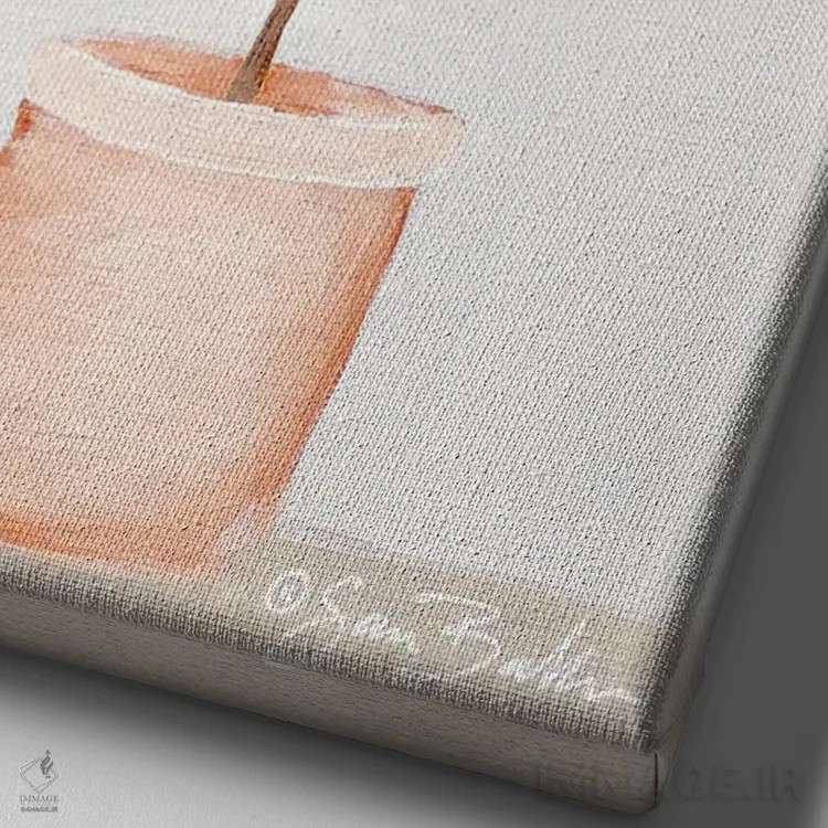 تابلو مینیمال درخت زیتون اثر سارا بیکر - نمای نزدیک بافت بوم