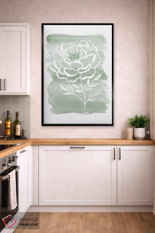 تابلو مینیمال گل صدتومانی و سبز مریم اثر سارا برنسون - D3B