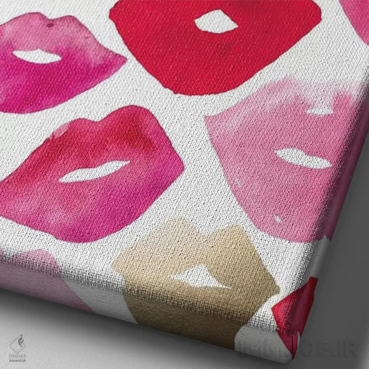 تابلو دکوراتیو لب های ولنتاین اثر سارا برنسون - نمای نزدیک بافت بوم
