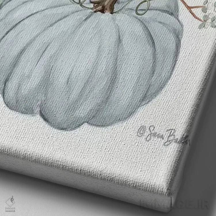 تابلو دکوراتیو سه تایی کدو تنبل اثر سارا بیکر - نمای نزدیک بافت بوم