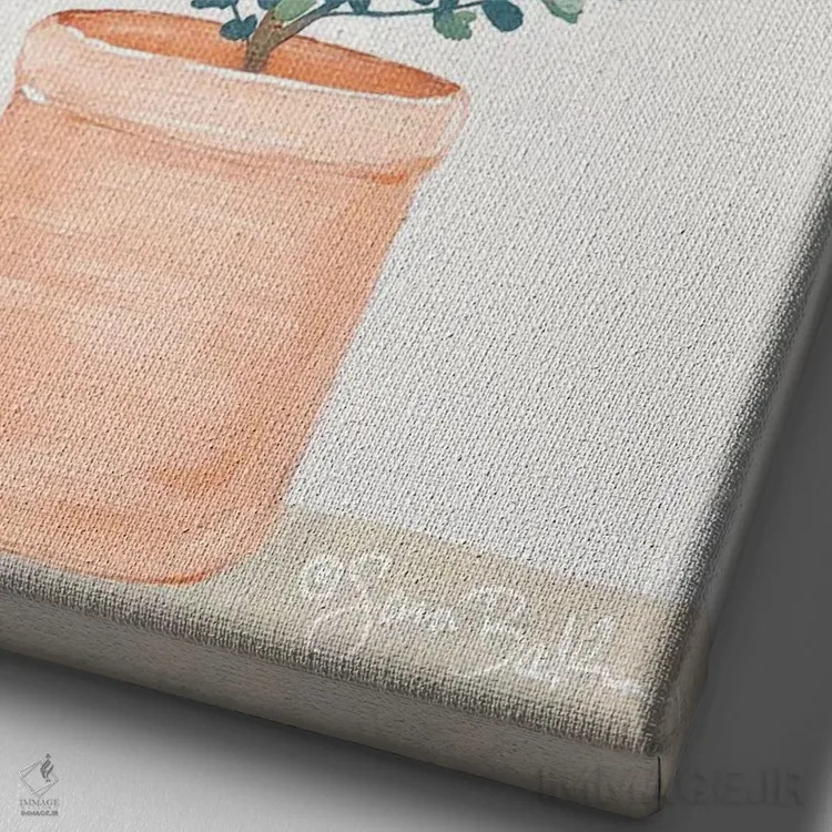 تابلو مینیمال اوکالیپتوس اثر سارا بیکر - نمای نزدیک بافت بوم