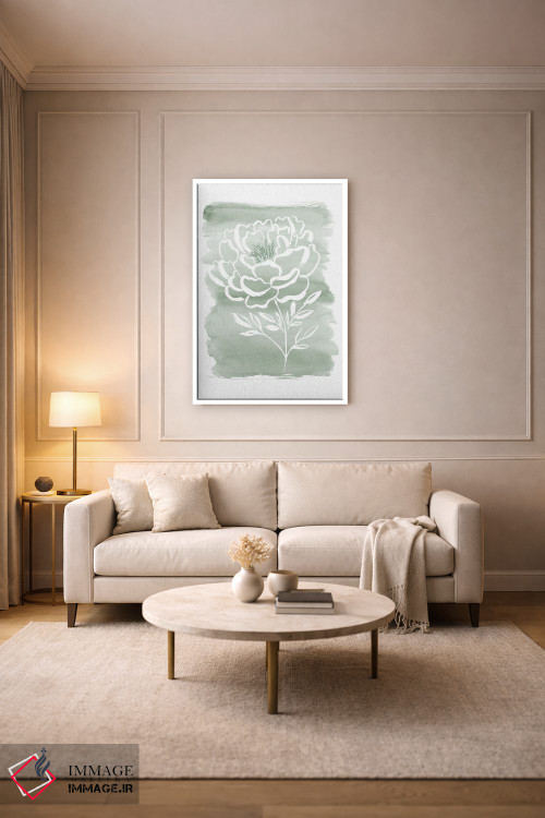 تابلو مینیمال گل صدتومانی و سبز مریم اثر سارا برنسون - D4W