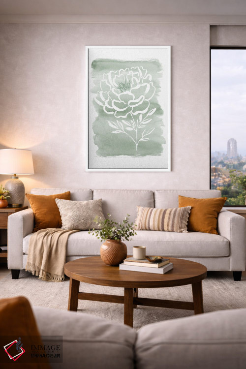 تابلو مینیمال گل صدتومانی و سبز مریم اثر سارا برنسون - D5W