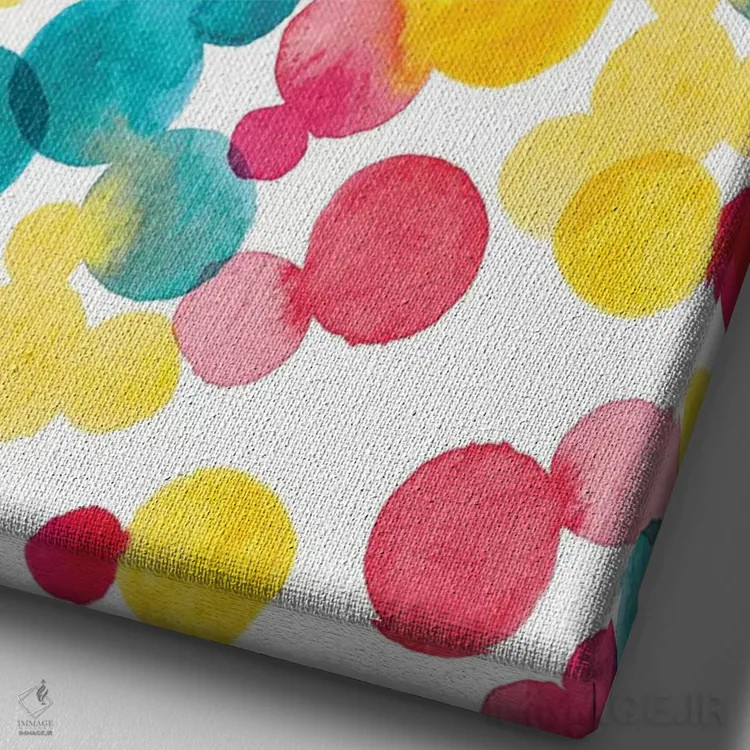 تابلو انتزاعی نقاط آبرنگی اثر سارا برنسون - نمای نزدیک بافت بوم