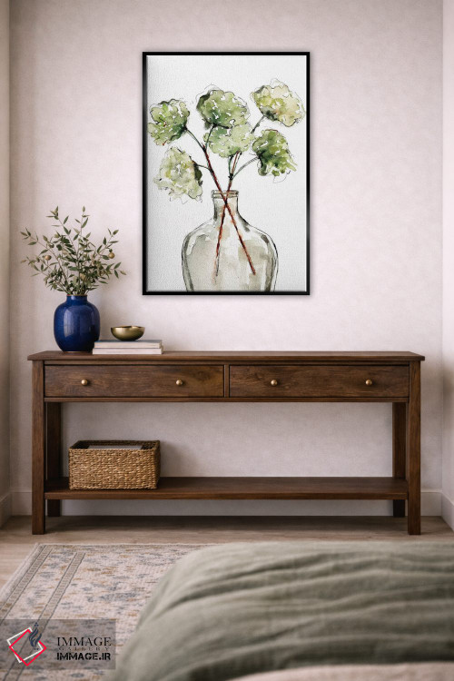 تابلو مدرن گلدان گیاهان سبز II اثر سارا برنسون - D4B