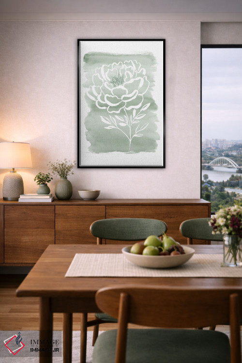 تابلو مینیمال گل صدتومانی و سبز مریم اثر سارا برنسون - D6B