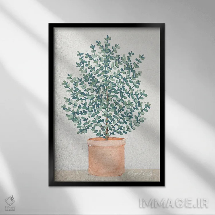 تابلو مینیمال اوکالیپتوس اثر سارا بیکر - نمای قابدار مشکی