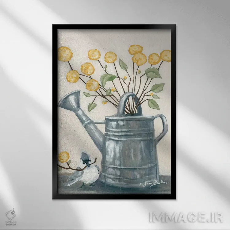 تابلو دکوراتیو هدیه گل به دوست اثر سارا بیکر - نمای قابدار مشکی