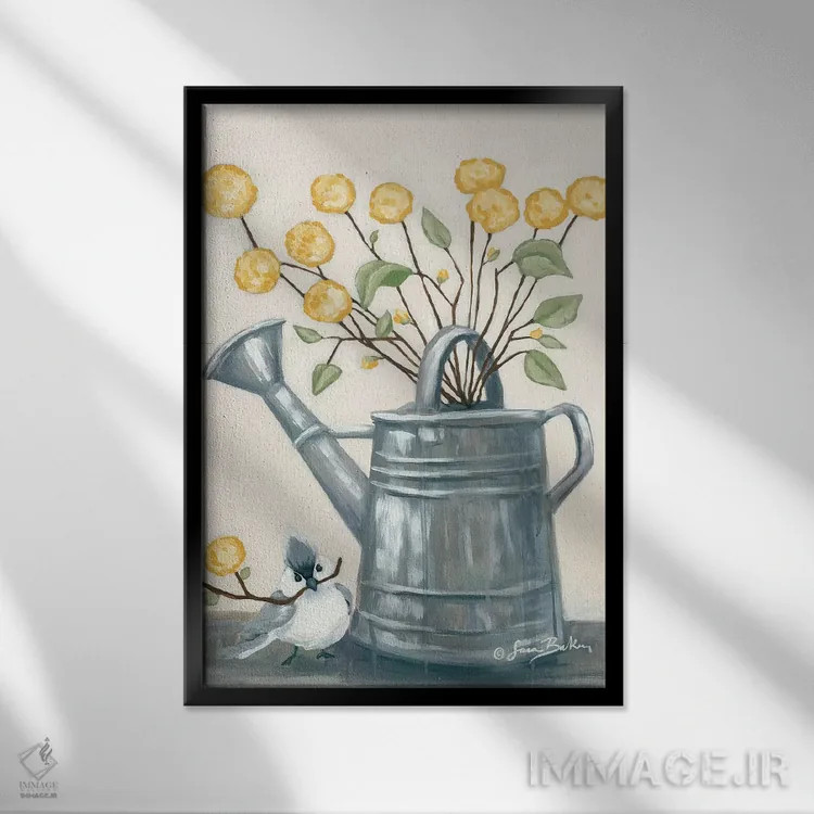 تابلو دکوراتیو هدیه گل به دوست اثر سارا بیکر - نمای قابدار مشکی