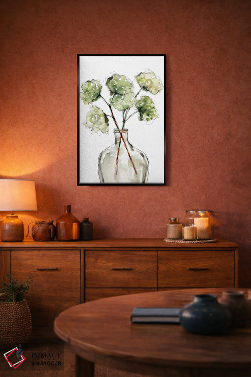 تابلو مدرن گلدان گیاهان سبز II اثر سارا برنسون - D5B