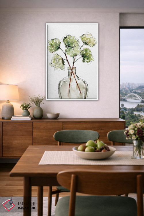 تابلو مدرن گلدان گیاهان سبز II اثر سارا برنسون - D6W