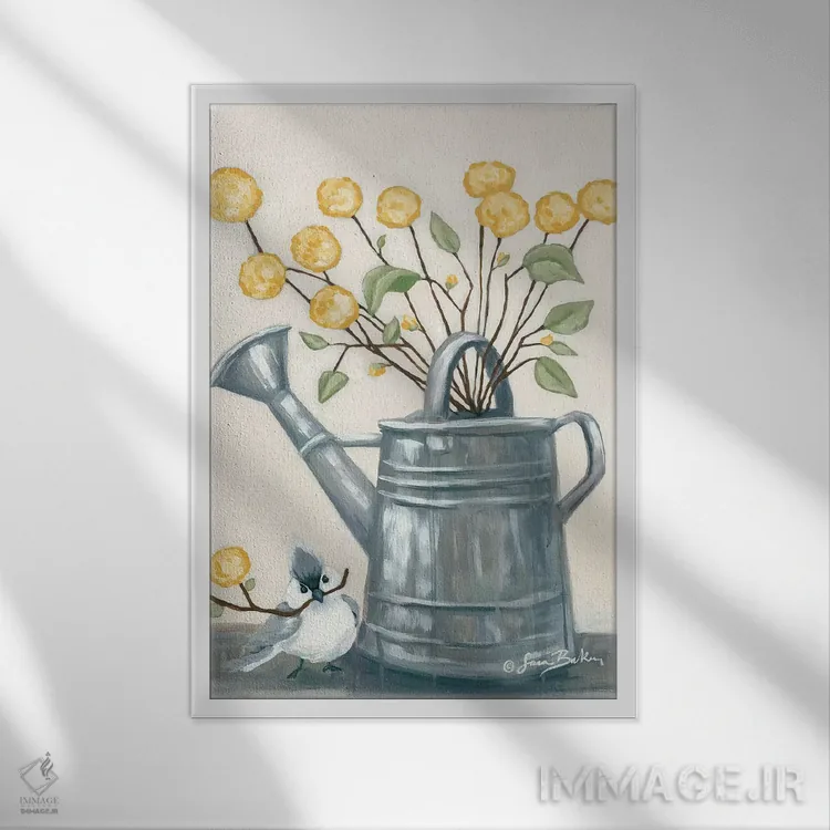 تابلو دکوراتیو هدیه گل به دوست اثر سارا بیکر - نمای قابدار سفید