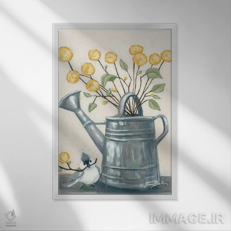 تابلو دکوراتیو هدیه گل به دوست اثر سارا بیکر - نمای قابدار سفید