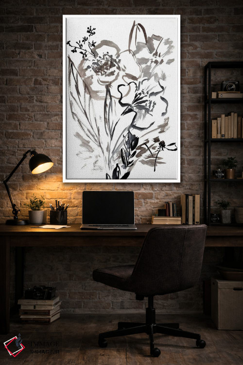 تابلو مینیمال گلسازی انتزاعی خنثی I اثر سارا برنسون - D4W