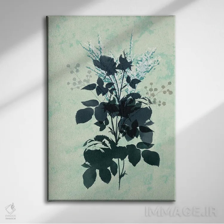 تابلو مدرن گل های خشک آبی اثر سابرینا بالبوئنا - نمای روبهرو روی دیوار