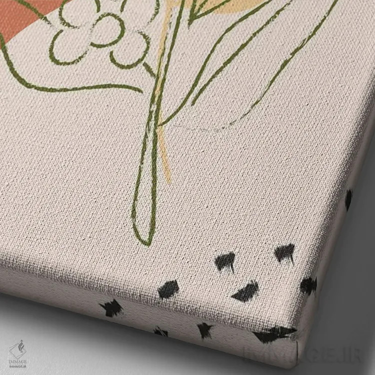 تابلو مینیمال شاخه قهوه و اشکال انتزاعی اثر سابرینا بالبوئنا - نمای نزدیک بافت بوم