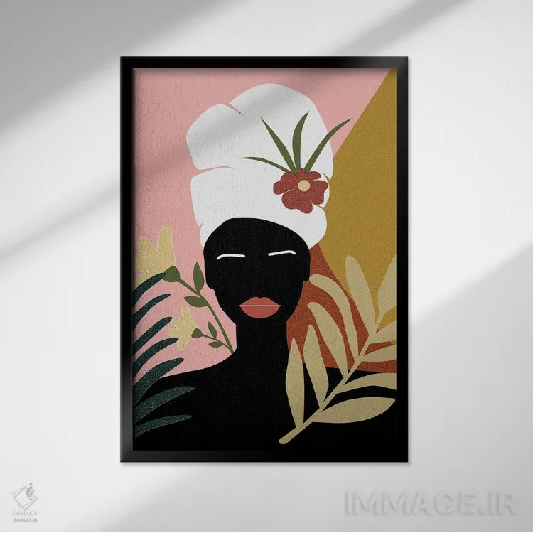 تابلو مدرن زن استوایی جنبش زندگی سیاهان مهم است اثر سابرینا بالبوئنا - نمای قابدار مشکی
