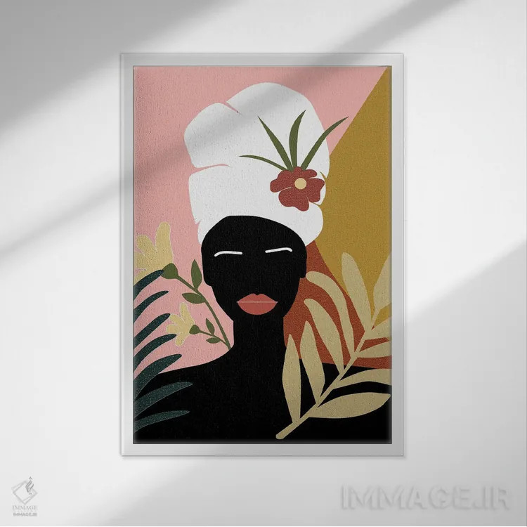 تابلو مدرن زن استوایی جنبش زندگی سیاهان مهم است اثر سابرینا بالبوئنا - نمای قابدار سفید