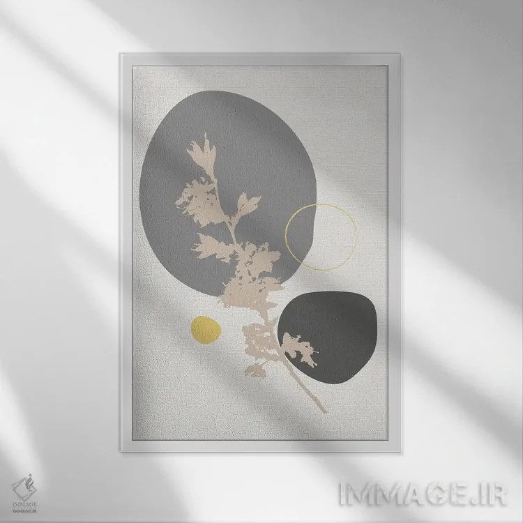 تابلو مینیمال شاخه تزیینی مینیمال اثر سابرینا بالبوئنا - نمای قابدار سفید