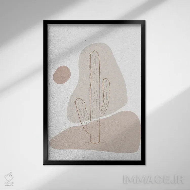 تابلو مینیمال کاکتوس مینیمال اثر سابرینا بالبوئنا - نمای قابدار مشکی