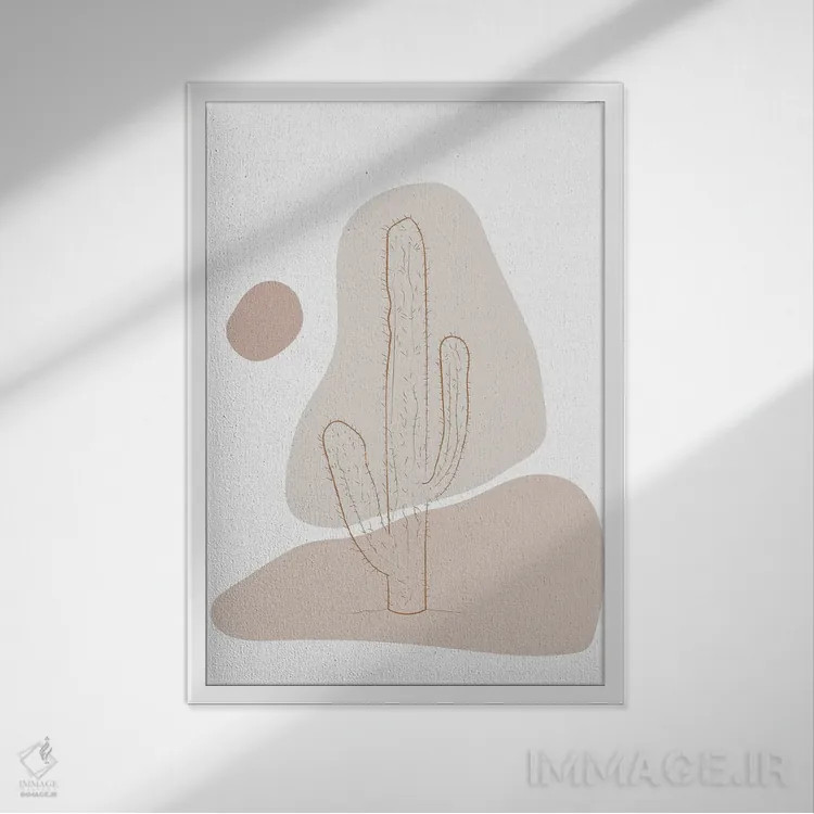 تابلو مینیمال کاکتوس مینیمال اثر سابرینا بالبوئنا - نمای قابدار سفید