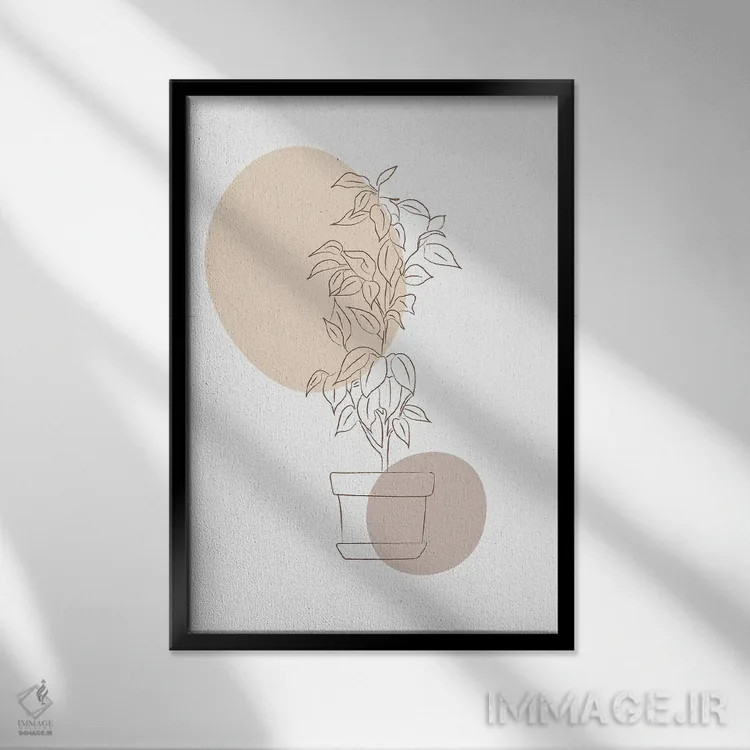 تابلو مینیمال گلدان تزیینی مینیمال اثر سابرینا بالبوئنا - نمای قابدار مشکی